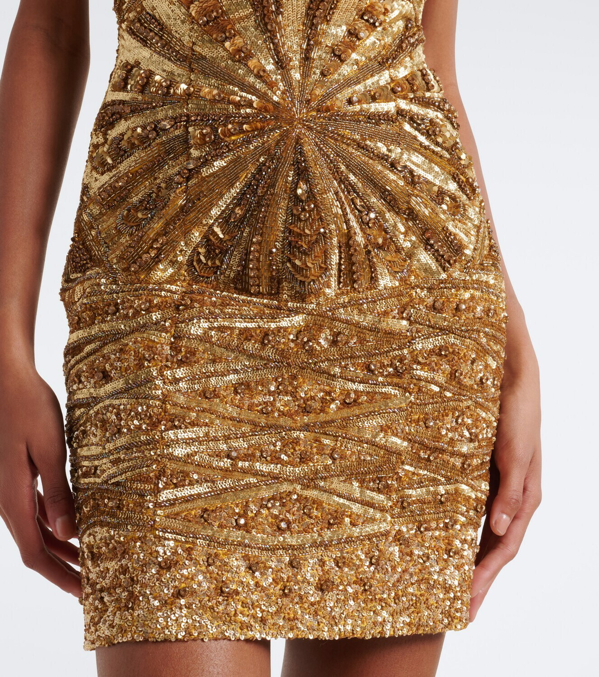 Là Fuori Embellished silk bustier dress