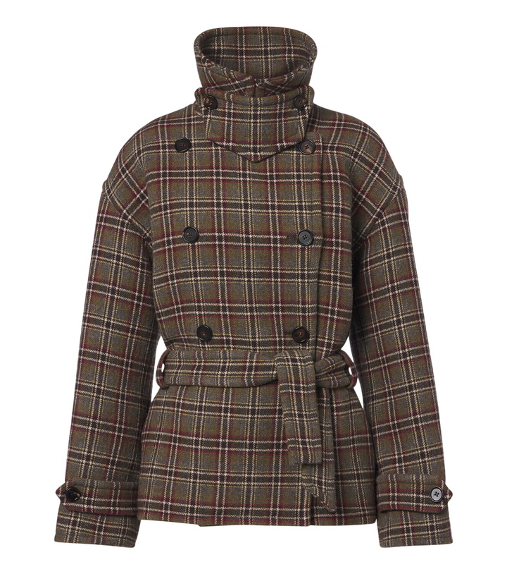 Photo: Chloé Checked wool and cotton-blend peacoat
