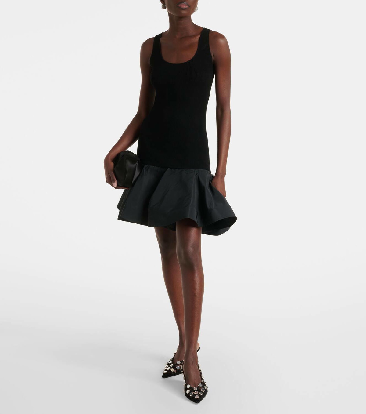 Nina Ricci Peplum cotton-blend midi dress