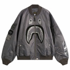 A Bathing Ape Men's Tonal Shark MA-1 Jacket in Charcoal