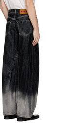 Marni Black Flocked Denim Twisted Jeans
