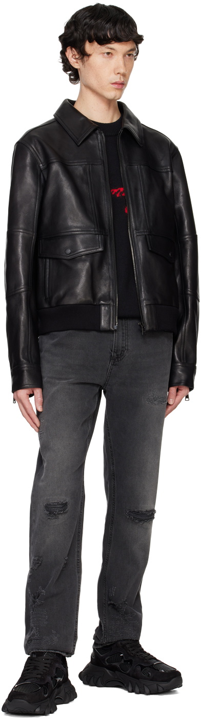Balmain Black 2 Pocket Leather Jacket