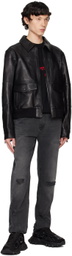 Balmain Black 2 Pocket Leather Jacket