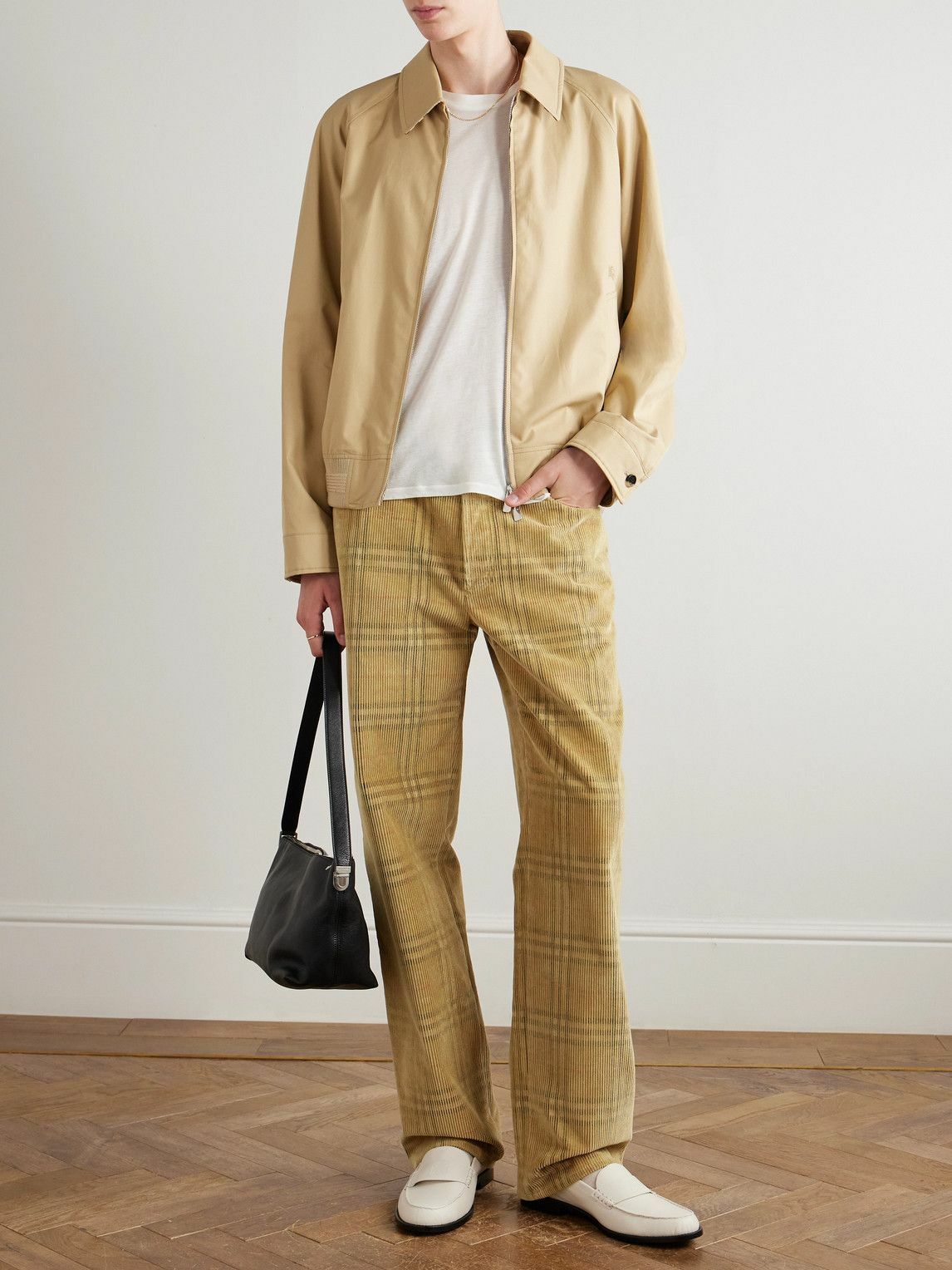 Burberry - Straight-Leg Checked Cotton-Corduroy Trousers - Neutrals