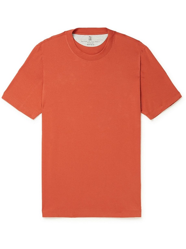 Photo: Brunello Cucinelli - Cotton-Jersey T-Shirt - Orange