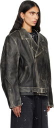 MM6 Maison Margiela Brown Faded Leather Jacket