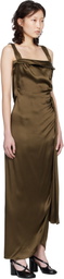 Maison Margiela Brown Silk Satin Maxi Dress
