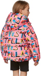 Stella McCartney Kids Pink 'Stella Loves' Hooded Puffer Jacket