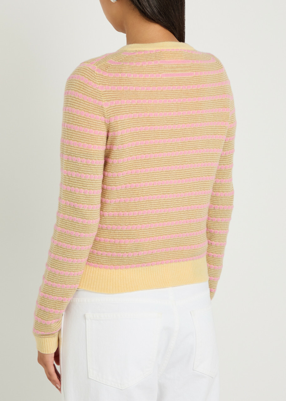 Guest In Residence Pebble Jane Striped Cashmere Cardigan Yellow