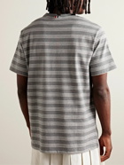Thom Browne - Logo-Appliquéd Striped Cotton-Jersey T-Shirt - Gray