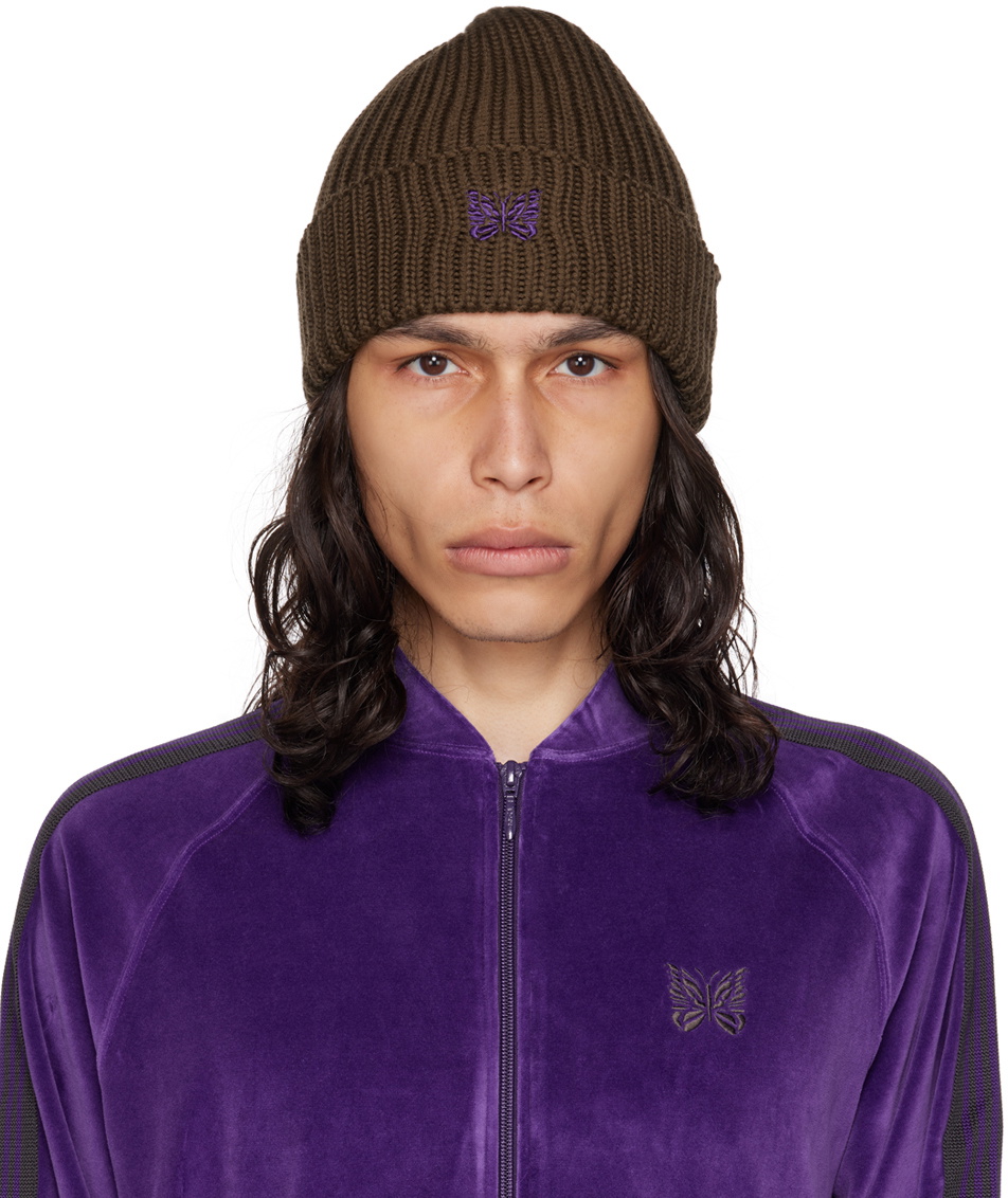 NEEDLES Brown Embroidered Beanie Needles