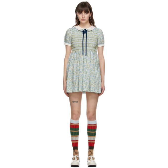 gucci blue floral dress Green and Liberty London Edition Gucci satin midi dress Rosie Mini Dress ~ Size:Petite-2 Allover Gucci Flora print