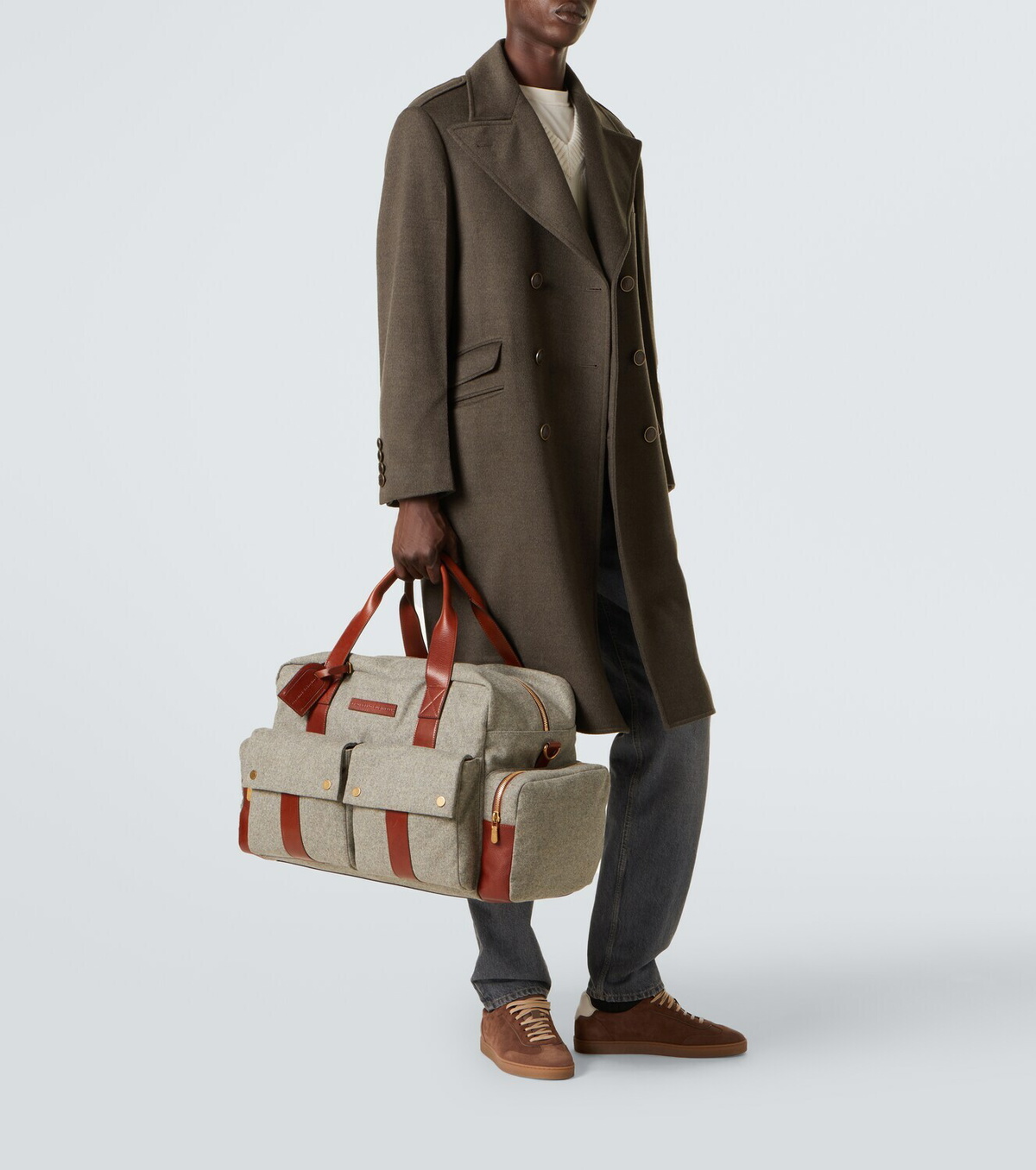 Brunello Cucinelli Leather-trimmed duffel bag