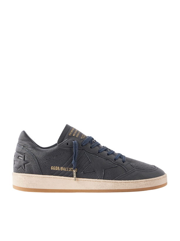 Photo: Golden Goose - Ball Star Distressed Leather Sneakers - Blue
