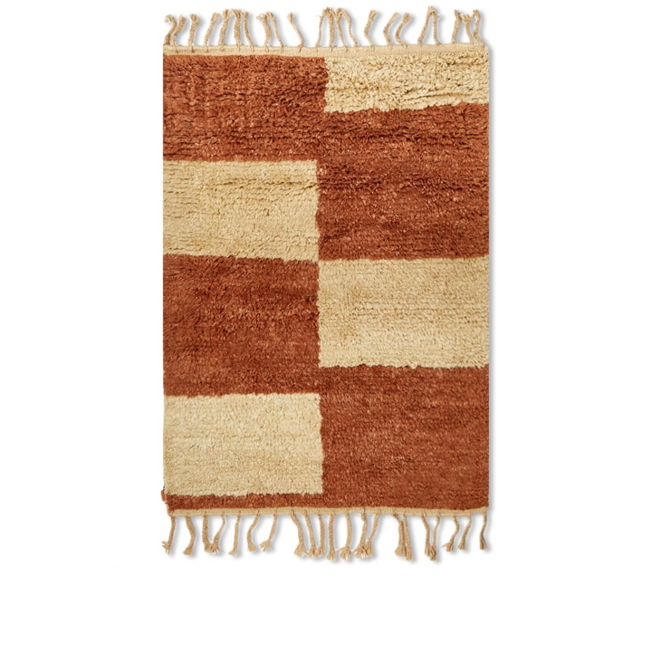Photo: ferm LIVING Small Mara Knotted Rug in Brick/Off-White