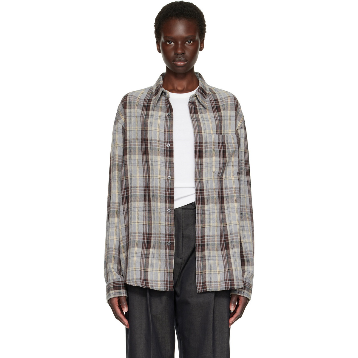 TONYWACK Gray & Brown Flannel Shirt