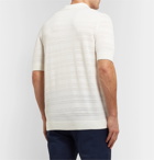Frescobol Carioca - Striped Merino Wool Polo Shirt - Neutrals