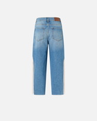 Pinko Mom Fit Jeans With Sheer Organza Inserts Light Vintage Wash