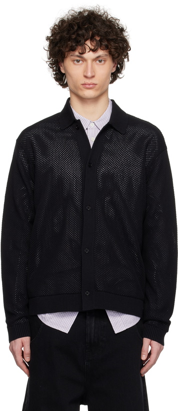 Photo: Represent Black Long Sleeve Mesh Knit Cardigan