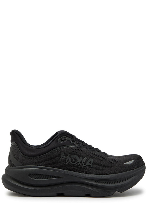 Photo: Hoka Bondi 9 Jacquard Mesh-knit Sneakers Black