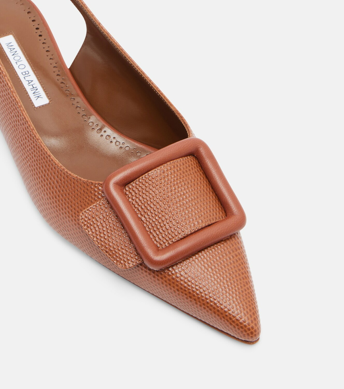 Manolo Blahnik Maylura croc-effect leather slingback flats