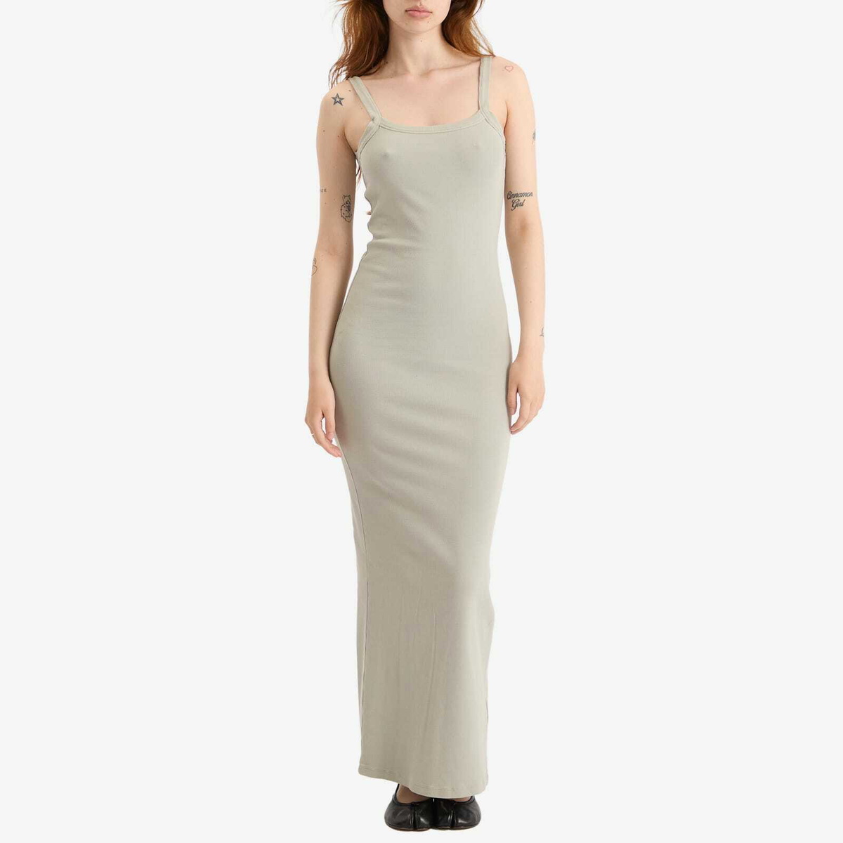 Represent Women's Initial Baby Rib Maxi Dress in Storm