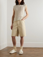 Off-White - Wave Off Straight-Leg Cotton-Canvas Shorts - Neutrals