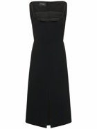 GIAMBATTISTA VALLI - Double Crepe Midi Dress W/ Tulle