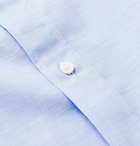 Loro Piana - Grandad-Collar Slub Cotton Shirt - Blue