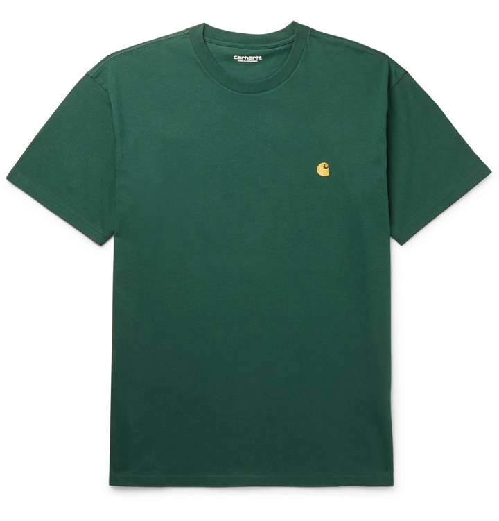 Photo: Carhartt WIP - Chase Logo-Embroidered Cotton-Jersey T-Shirt - Green