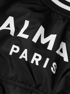 Balmain - Asymmetric Logo-Print Shell Bomber Jacket - Black