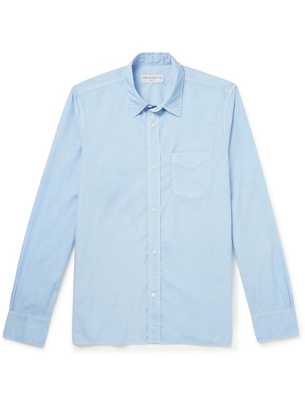 Photo: Officine Générale - Esteban Garment-Dyed Cotton-Voile Shirt - Blue