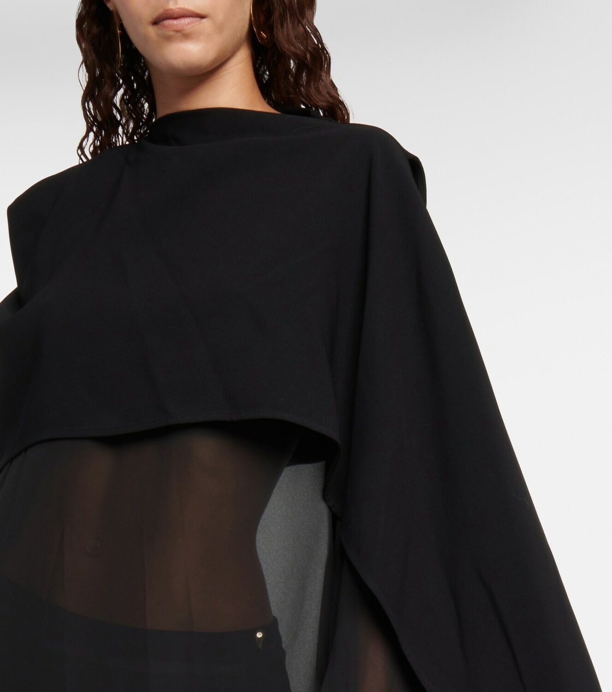 Proenza Schouler Cape-detail technical chiffon top