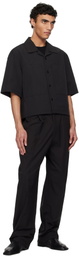 AMOMENTO Black Belted Tuck Banding Trousers