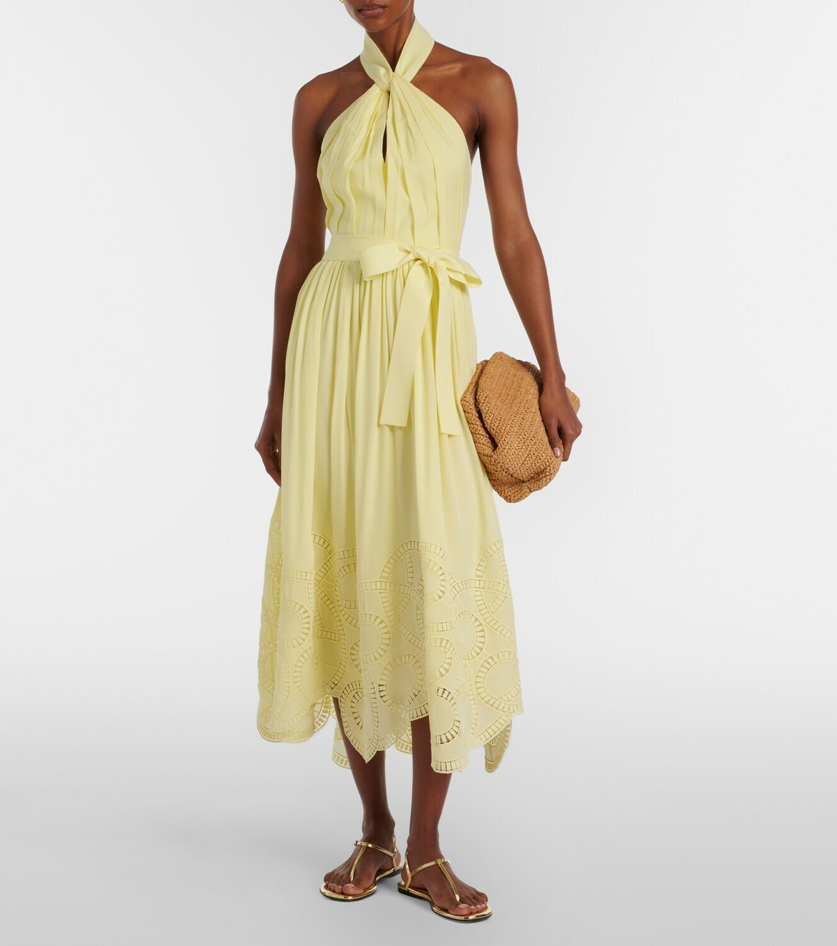 Elie Saab Halterneck silk-blend midi dress