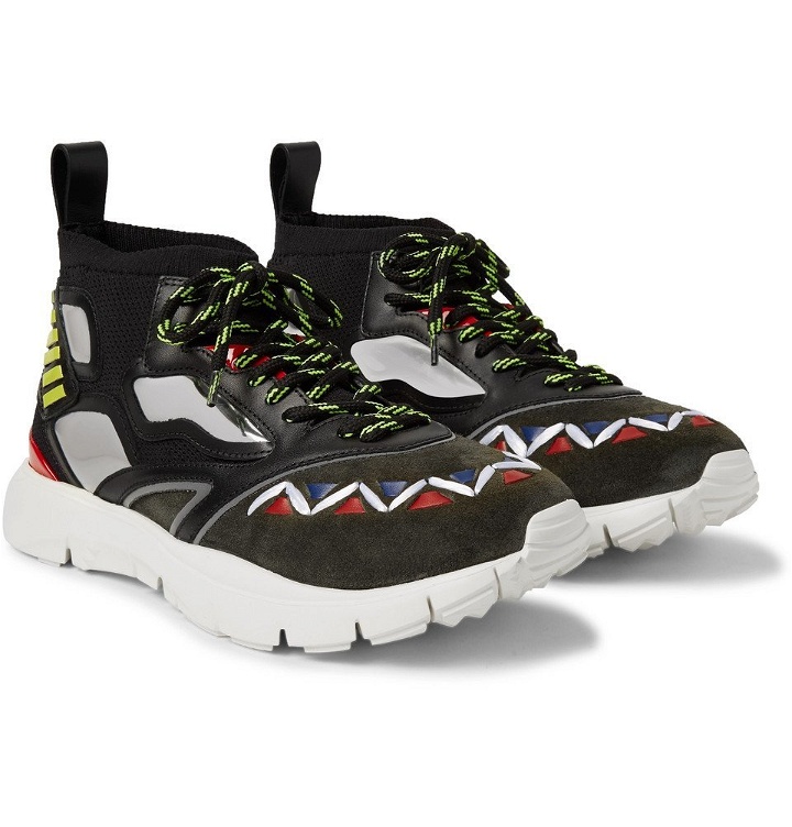 Photo: Valentino - Heroes Reflex Suede, Leather and Mesh Sneakers - Men - Black