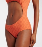 Gucci GG cutout one-shoulder swimsuit