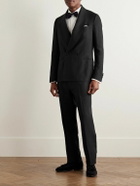 De Petrillo - Cantone Shawl-Collar Double-Breasted Linen Tuxedo Jacket - Black