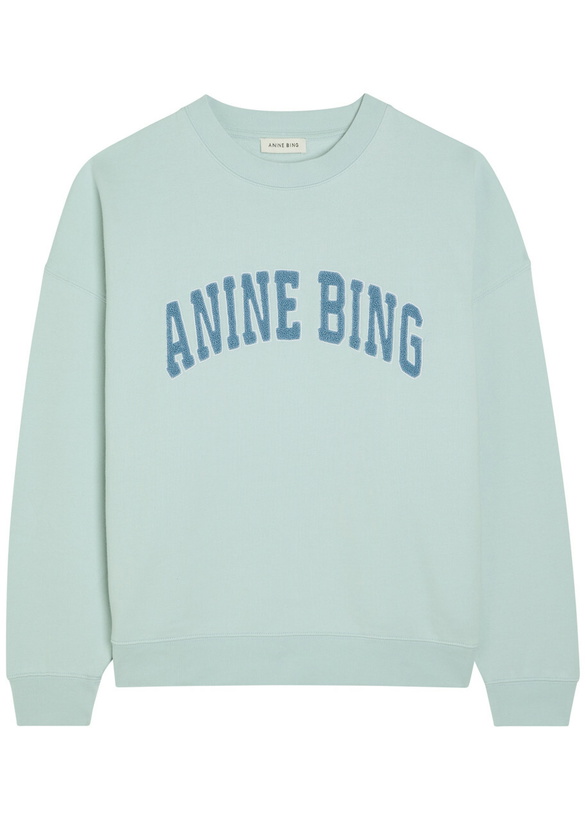 Photo: Anine Bing Miles Logo-appliquéd Cotton Sweatshirt Light Blue
