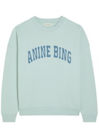 Anine Bing Miles Logo-appliquéd Cotton Sweatshirt Light Blue