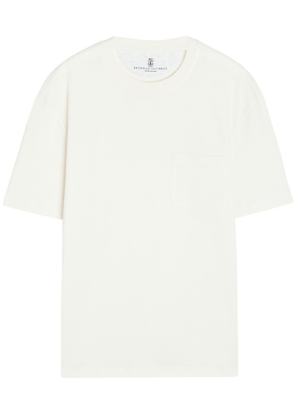 Photo: Brunello Cucinelli Linen and Cotton-blend T-shirt Off White