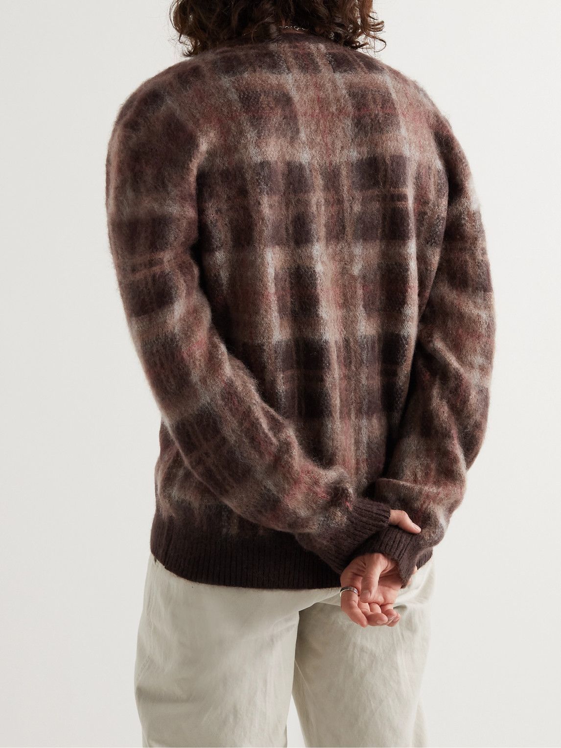 Anonymous ism - Checked Mohair-Blend Cardigan - Brown Anonymous Ism