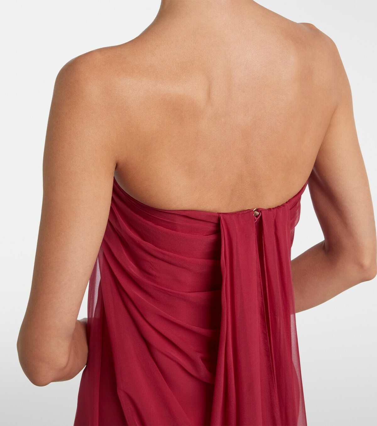 McQueen Draped silk chiffon bustier gown