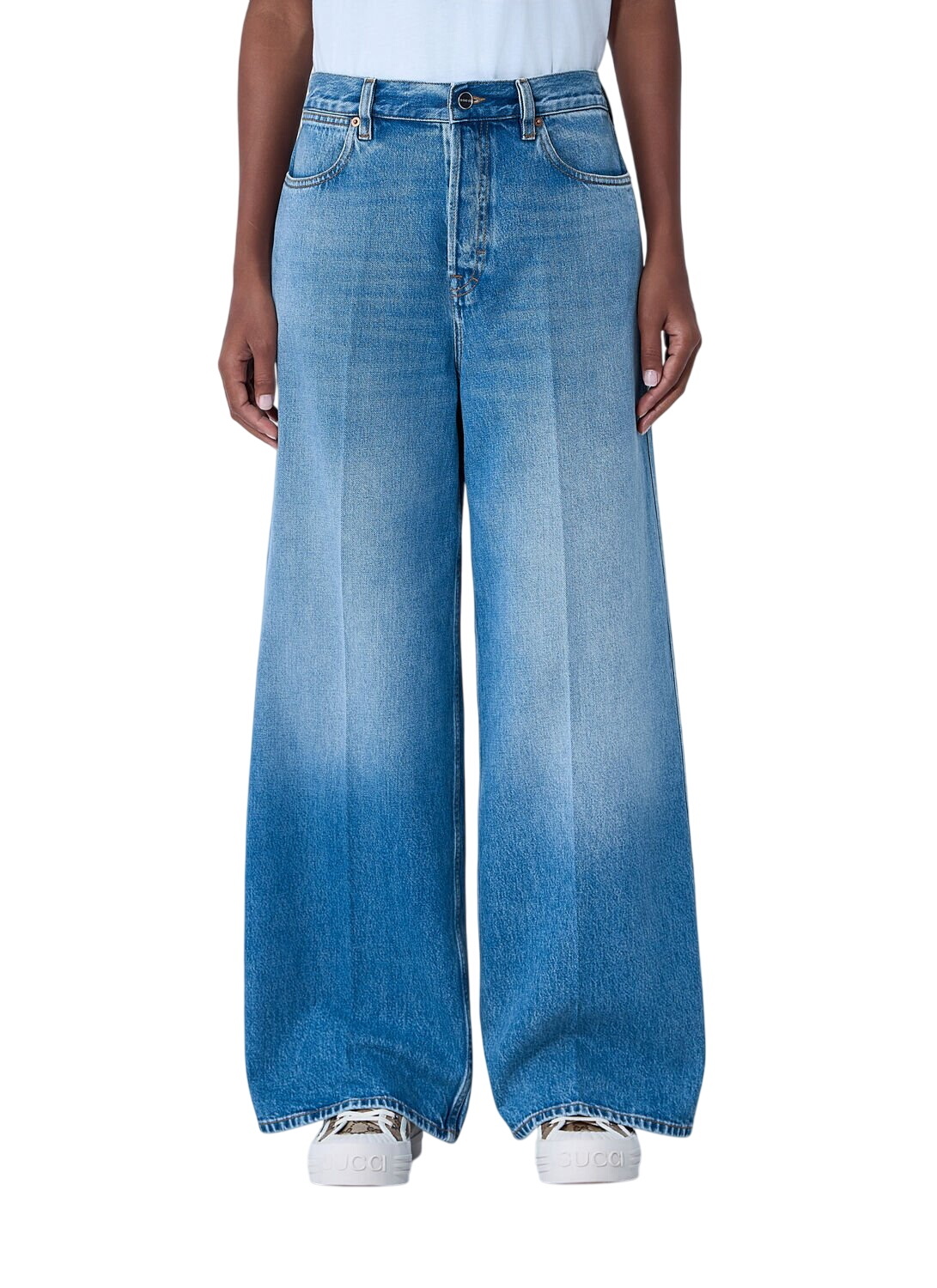 Gucci Blue Eco-Washed Denim GG Jacquard Jeans Gucci