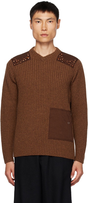 Photo: UNDERCOVER Brown Beaded Sweater