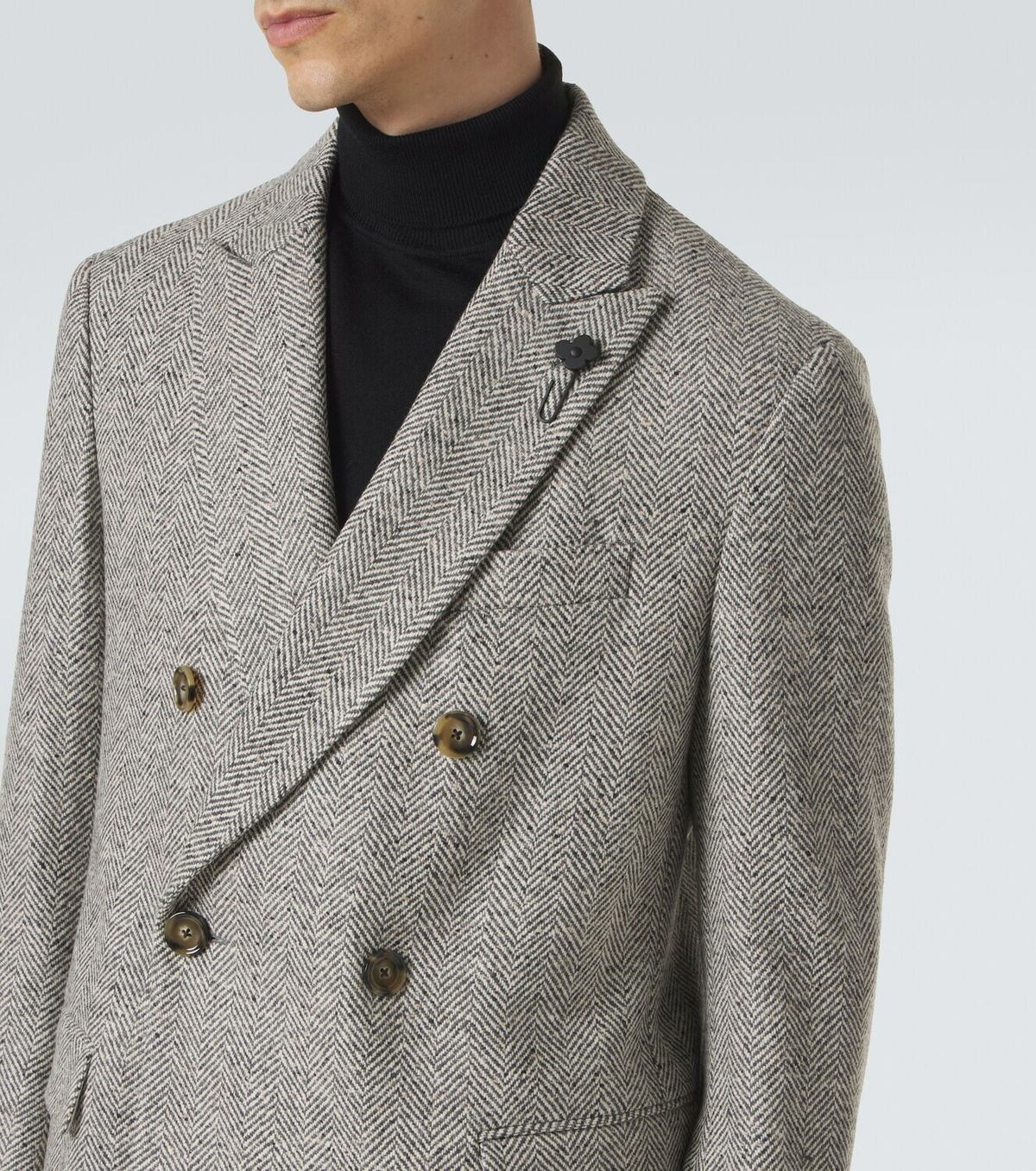 Lardini Herringbone double-breasted virgin wool coat