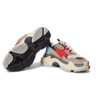 Balenciaga - Triple S Split Mesh, Nubuck And Leather Sneakers - Men - Multi