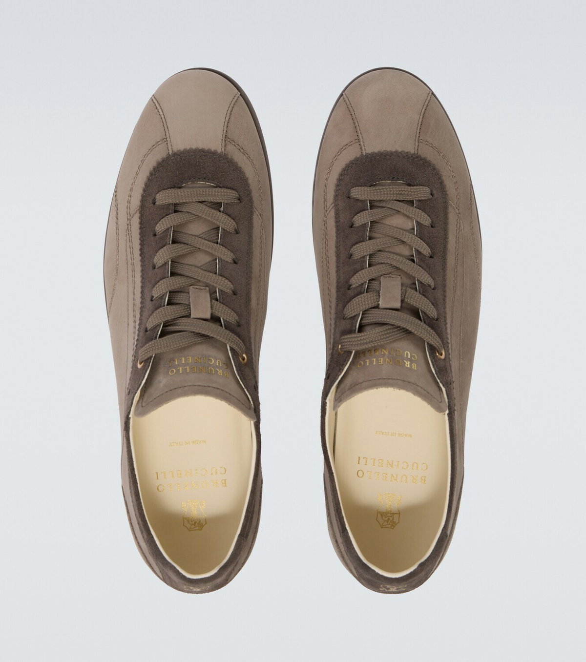 Brunello Cucinelli Suede-trimmed leather sneakers