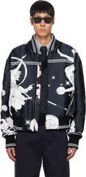 Thom Browne Navy Oversized Olympic Constellation Bomber Jacket