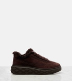 Jimmy Choo Diamond Maxi shearling-trimmed suede sneakers